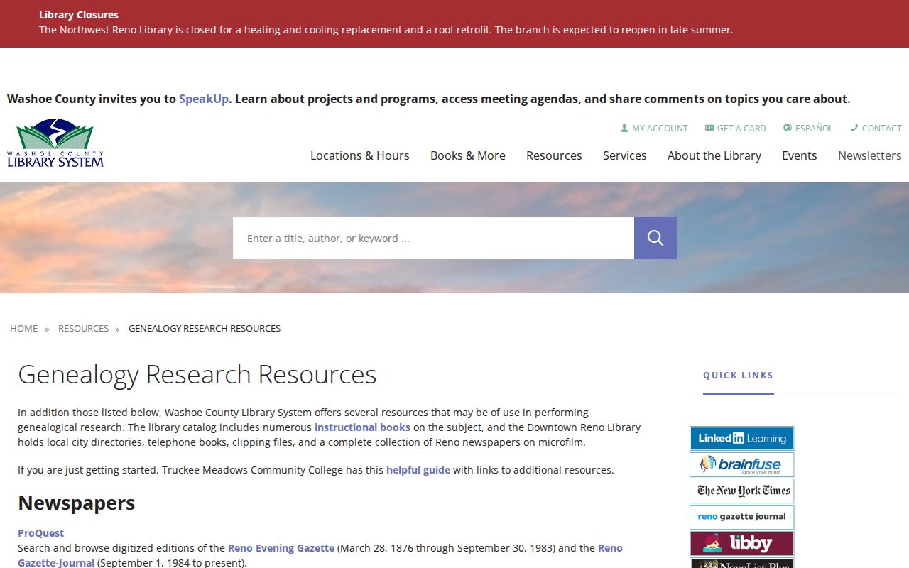 Sun Valley city directory genealogy research at Washoe County Library