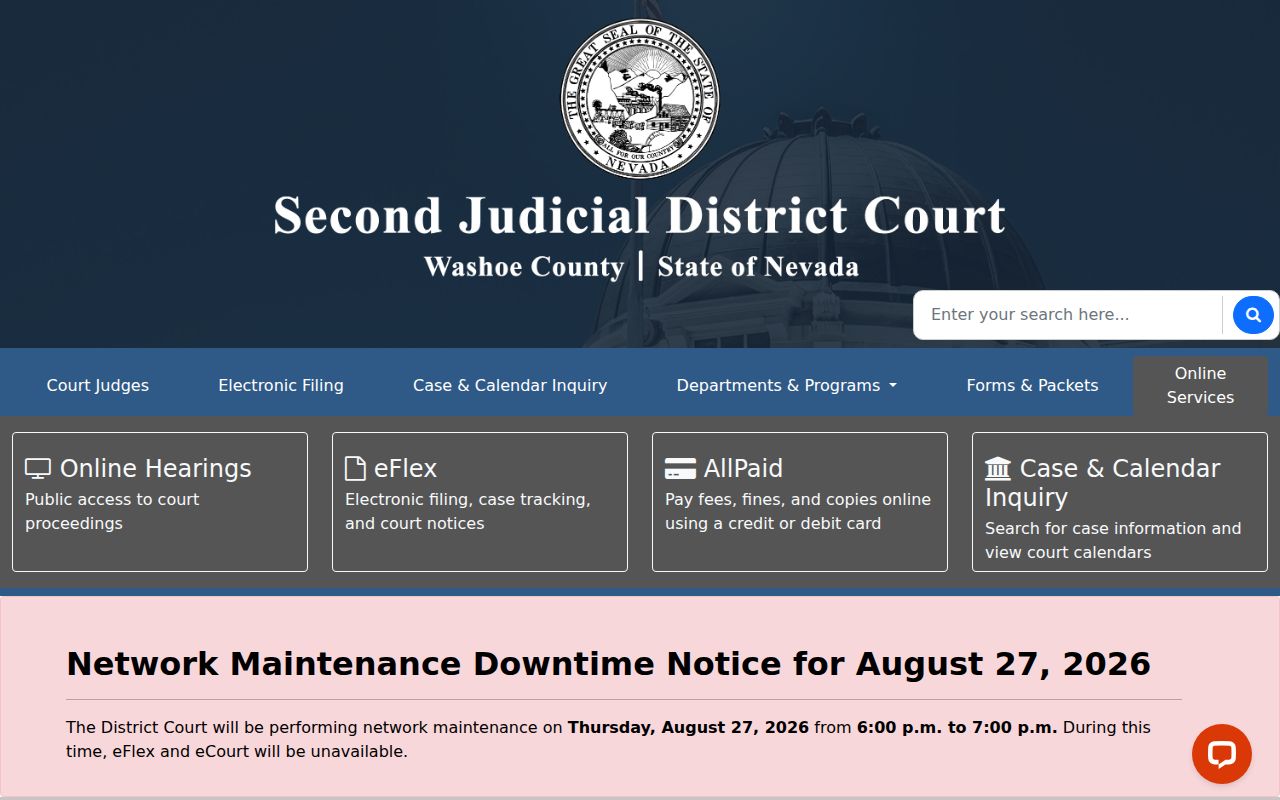 Sun Valley residents directory Second Judicial District Court case inquiry