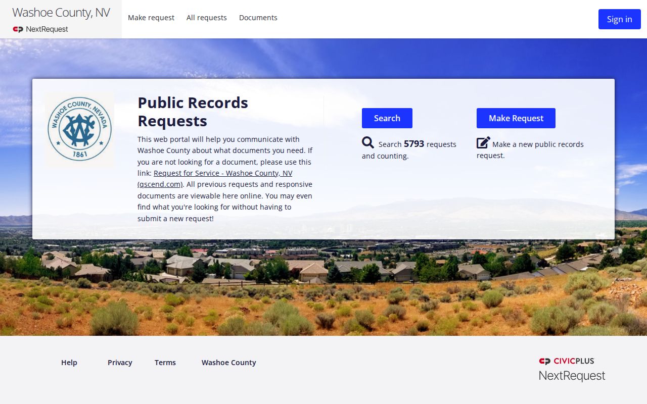 Sun Valley residents directory Washoe County public records request portal