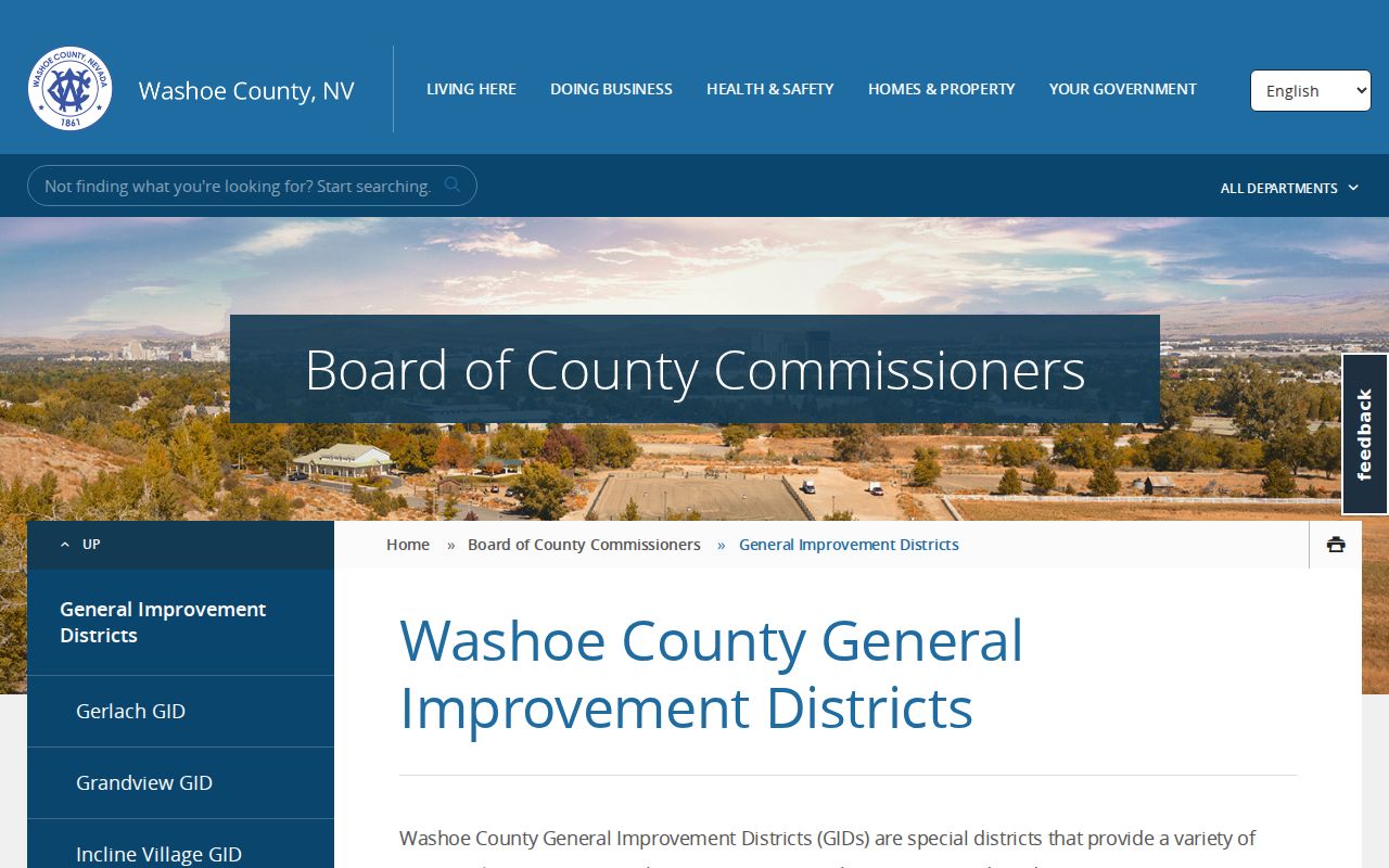Sun Valley neighbors General Improvement District county information