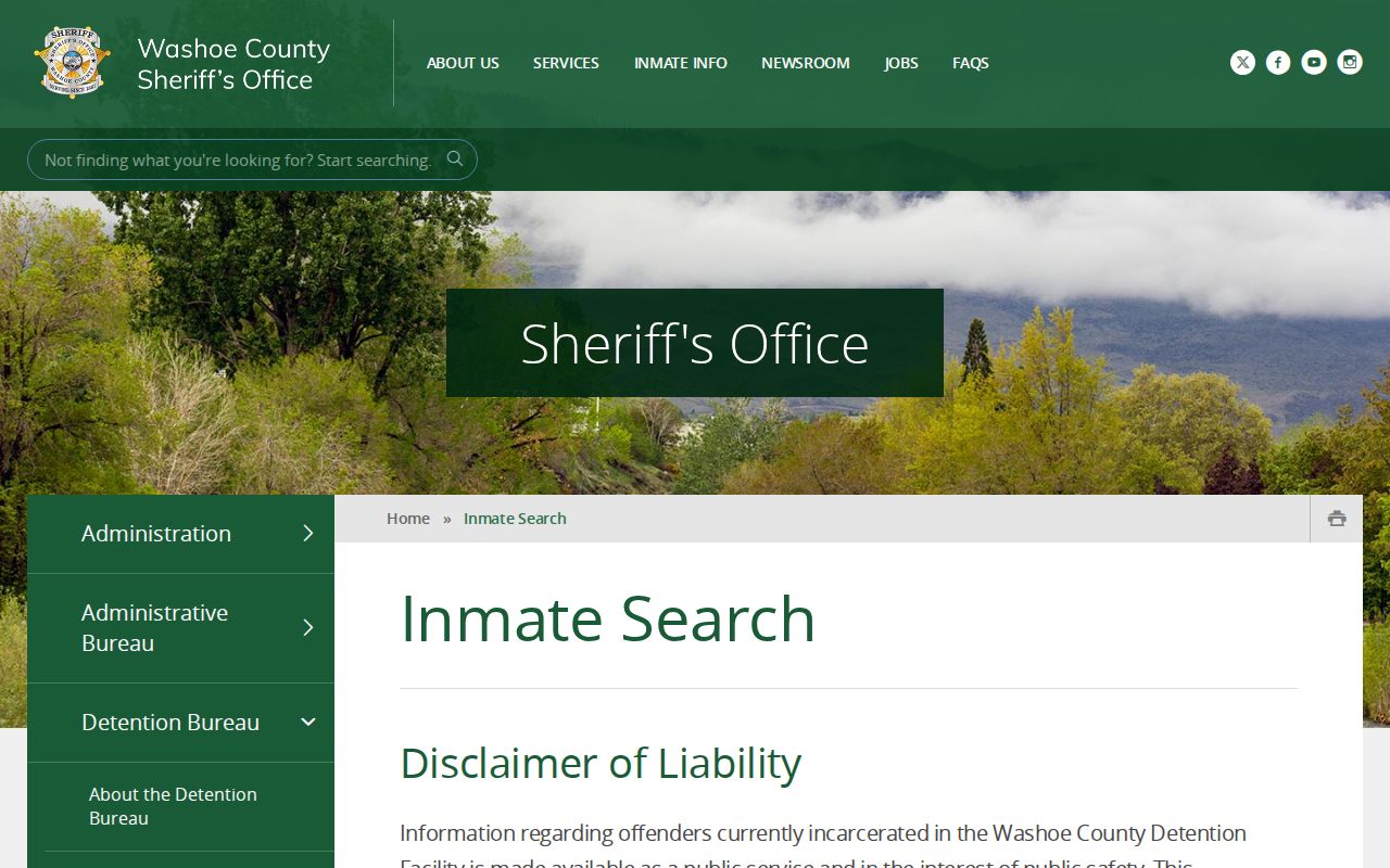 Sun Valley resident lookup limits on Washoe County inmate search